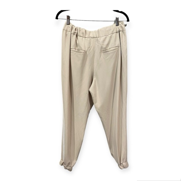 Alice + Olivia Tapered Leg Joggers Trousers Elasticated Ankle Pants Cream Size L - Picture 2 of 8